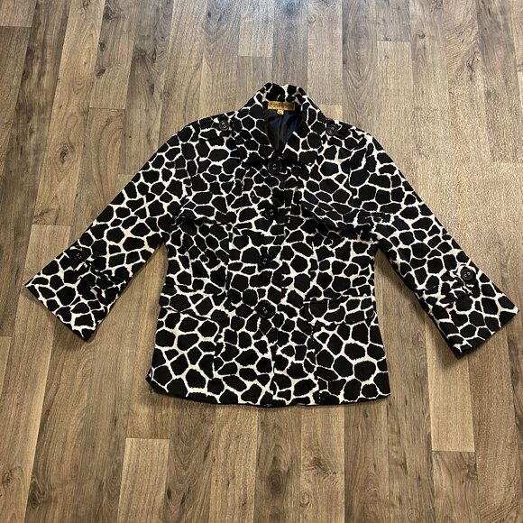 Notations Cow Print Button Up Jacket Size Small - Picture 1 of 6